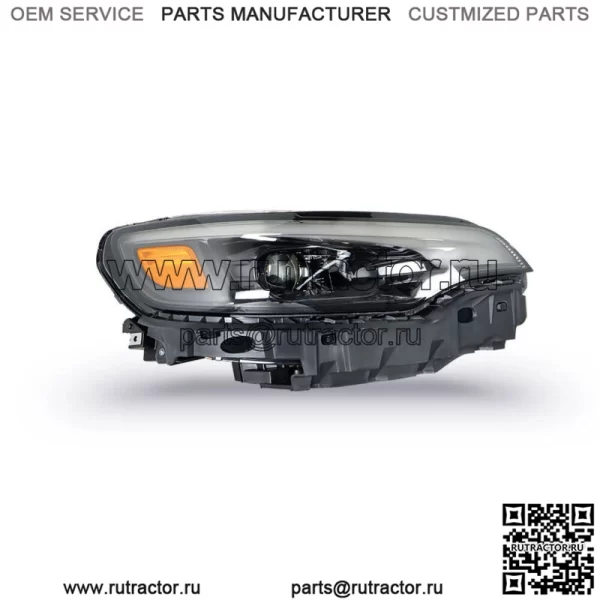 Фара передняя пассажирская для Jeep Cherokee 2019-2022 LED с черным корпусом балласта