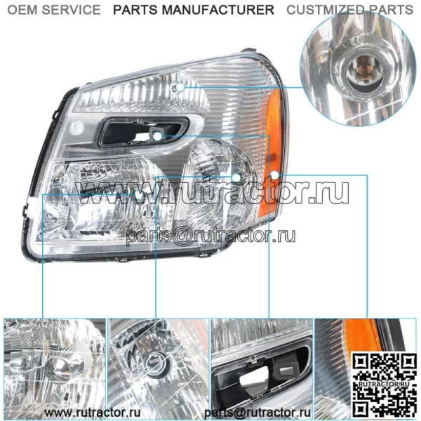 Левый для 2005-2009 Chevy Equinox Галогеновая фара в сборе хромированный корпус прозрачный - Image 4