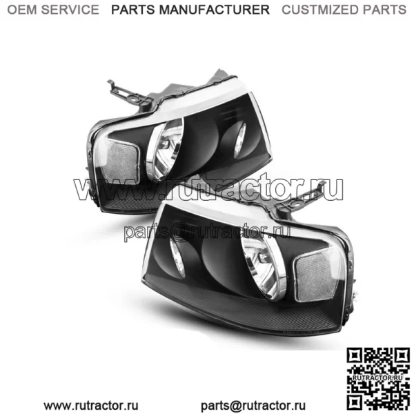 Сборка фар для Ford F-150 F150 2004-2008 гг., черный корпус, прозрачные лампы, пара (для: Ford F-150)