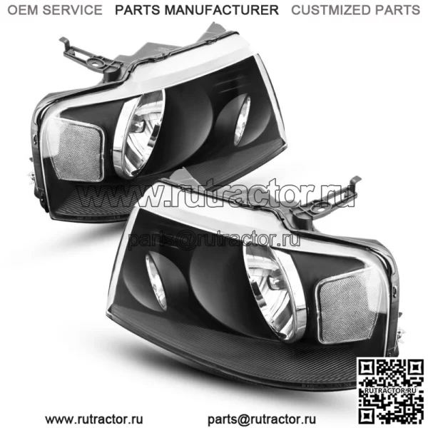 Пара фар для Ford F-150 F150 2004-2008 годов, черный корпус, прозрачные линзы, лампы, НОВЫЕ (для: Ford F-150)