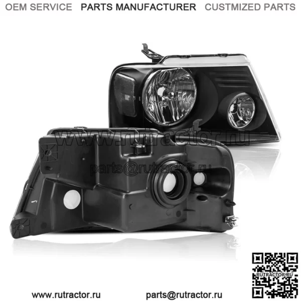 Для 04-08 Ford F150 06-08 Lincoln Mark LT Передние фары в сборе, черный комплект фар (для: Ford F-150)