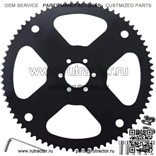 35 Цепь 75 зубьев Задняя звездочка цепи Совместимо с Coleman CT100U Trail Motovox MBX10 MBX11 MM-B80 Classic 1000w Electric Mini Bikes Go Kart Drift Trike Profile 6 отверстий