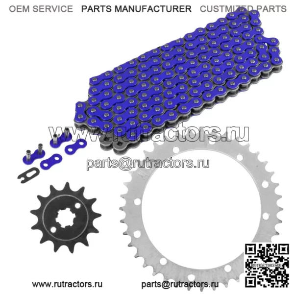 Синий комплект приводной цепи и звездочек для Yamaha Blaster 200 YFS200 1988-2006 (для: Yamaha YFS200)