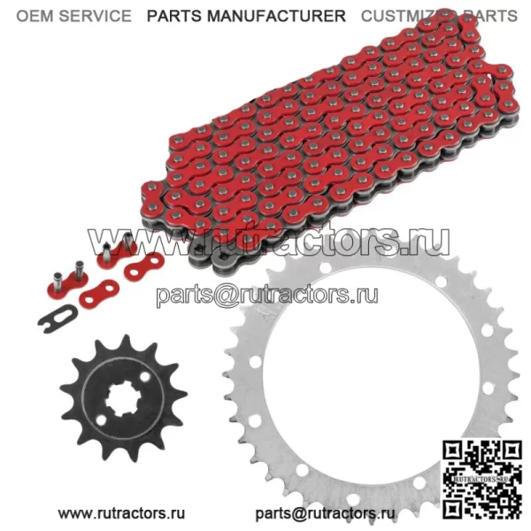 Комплект красной приводной цепи и звездочек для Yamaha Blaster 200 YFS200 1988-2006 (для: Yamaha YFS200)